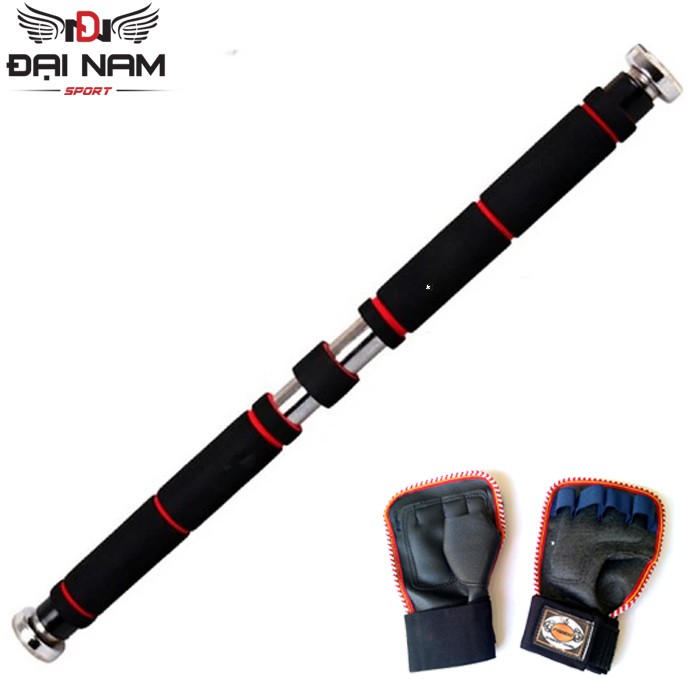 Ảnh Xà Đơn Treo Tường Gắn Cửa Không Cần Bắt Vít (Đỏ Đen) Đại Nam Sport + Tặng Kèm Găng Tay Tập Xà 1