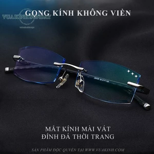 Kính cận khoan không viền đính đá VD25