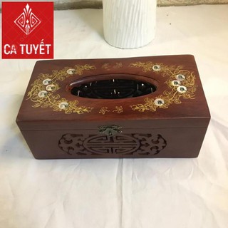 (RẺ NHẤT) HỘP ĐỰNG GIẤY CHỮ NHẬT KHẢM BI HOA VĂN SIÊU ĐẸP GỖ HƯƠNG
