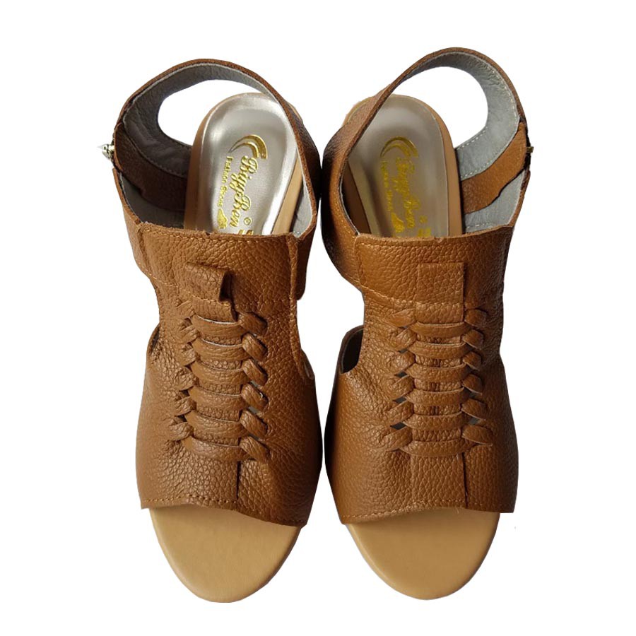Giày Sandal Nữ Cao Gót Da Bò BIGGBEN Cao 5 Phân HKD227