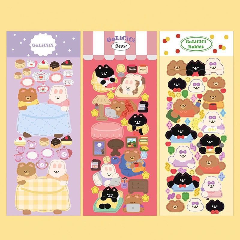 Sticker gấu mèo thỏ beo béo Galici | Shopee Việt Nam
