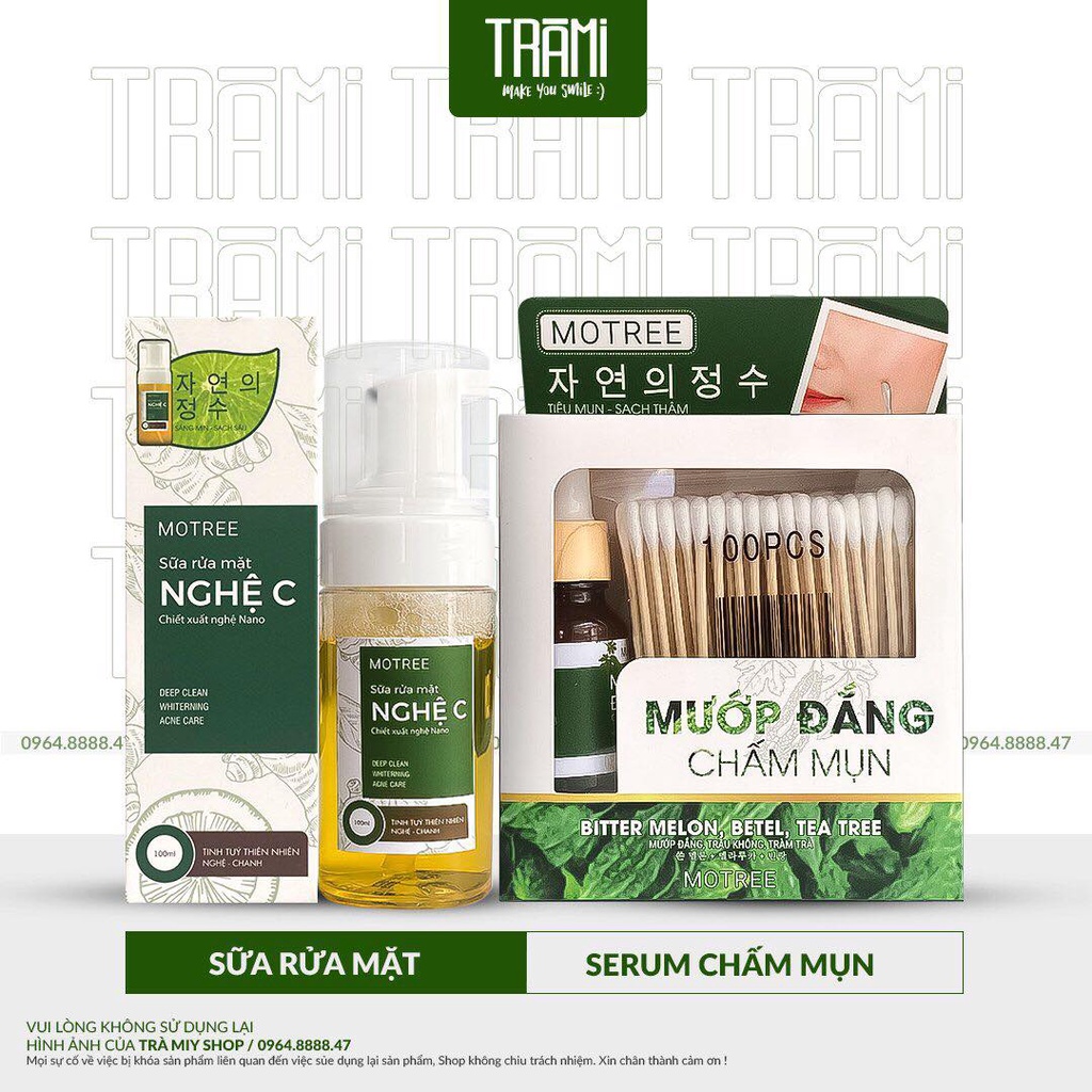 (Đã bán 154) [CHÍNH HÃNG] Sữa Rửa Mặt & Serum Chấm Mụn 4H Motree Chiết Xuất Từ Mướp Đắng - Nghệ Tự Nhiên.