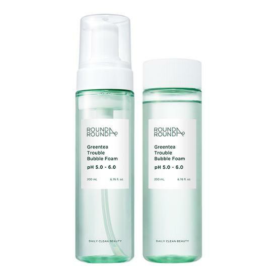 Tẩy trang ROUND A’ROUND Green Tea Trouble Bubble Foam 200 ml + Refil