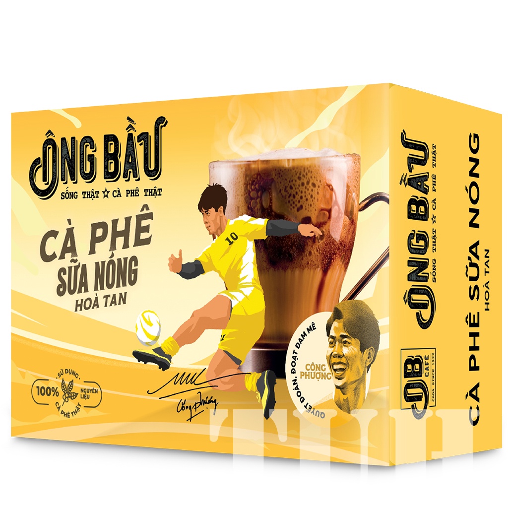 Hộp 15 Gói Cà Phê Sữa Nóng Hòa Tan Ông Bầu Cà Phê Ông Bầu Hộp Vàng PKPH ...