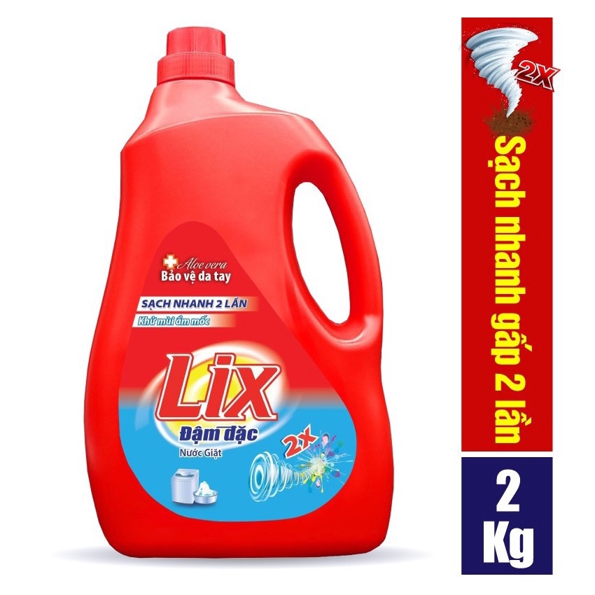 Ảnh Combo 2 chai nước giặt Lix đậm đặc hương hoa chai 2kg làm sạch cực nhanh vết bẩn - 2C-NG201 2