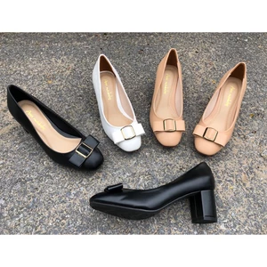 Giày cao gót nữ 5 phân mũi vuông gót vuông phối nơ thời trang kiểu dáng công sở Annmodels_AN892XMNN