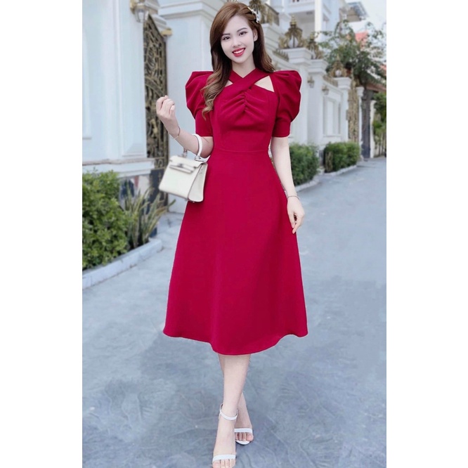 (HCM) Đầm xoè sang chảnh vải FORD siêu xinh tôn dáng cho các nàng , thời trang tinh tế hot hit cho các chị em HIYU FASHI