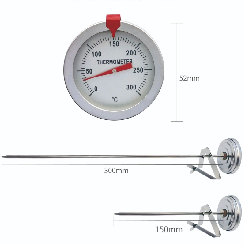 Kool 0-300°C Nhiệt Kế Đo Nhiệt Độ Dầu Khi Chiên Bằng Thép Không Gỉ