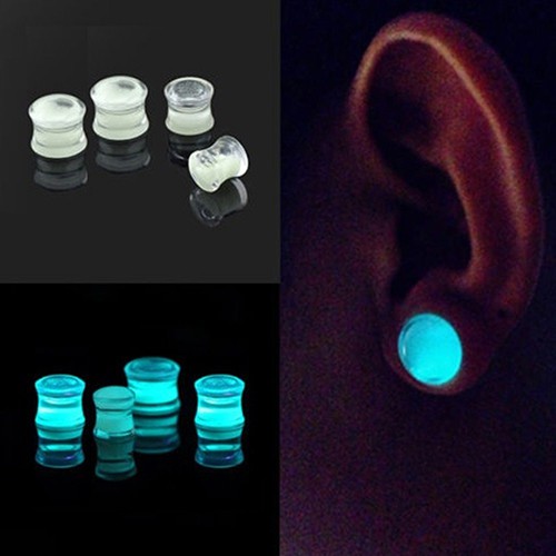 Unisex Glow in the Dark Double loe Saddle Máy đo tai cắm xuyên cơ thể