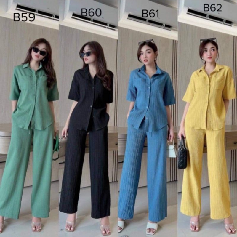 Set bộ đũi gân tay ngắn quần dài thiết kế