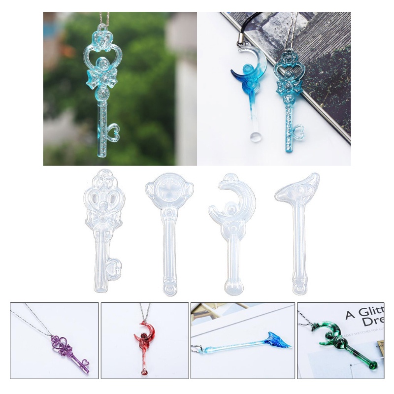 4 Pcs Crystal Epoxy Resin Mold Magic Wand Silicone Mould DIY Handcrafts Casting