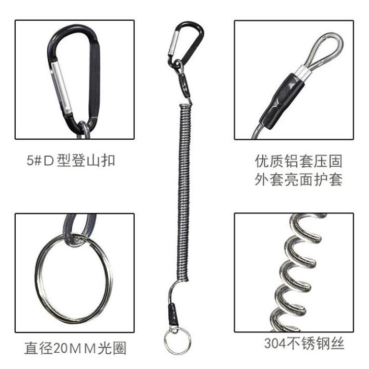 SHINOBASS Dây Thép Có Thể Thu Vào Dây Móc Khóa Dụng Cụ An Ninh Cho Câu Cá Ngoài Trời Cắm Trại Chống Mất Điện Thoại Lò Xo Móc Khóa Chống Mất Nhẫn