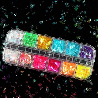 Kra Nail Art 3D Neon Sắc Tố Lát Huỳnh Quang Kim Sa Lấp Lánh Trang Trí Epoxy Làm Đầy