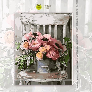 Tranh tô màu theo số hóa Madoca có khung 40x50cm Ghế hoa T1016