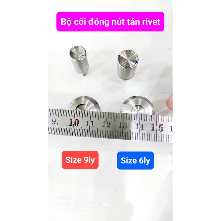 Bộ cối đóng nút tán 2 mặt (nút rivet) Size 6ly, 9ly Bằng thép trắng ...