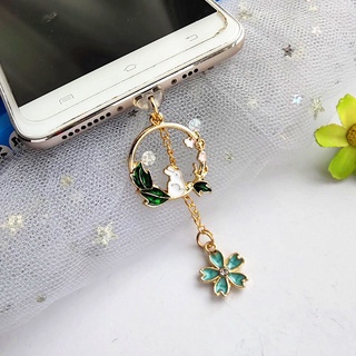 Phụ Kiện Trang Trí Chống Bụi Cho Cổng Sạc Điện Thoại Di Động Hình Thỏ Hoa Anh Đào Dễ Thương