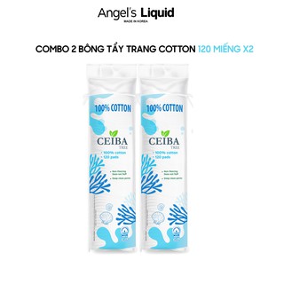 Bộ 2 Bông Tẩy Trang Ceiba 100% Cotton Siêu Tiết Kiệm Dung Dịch 120 Miếng