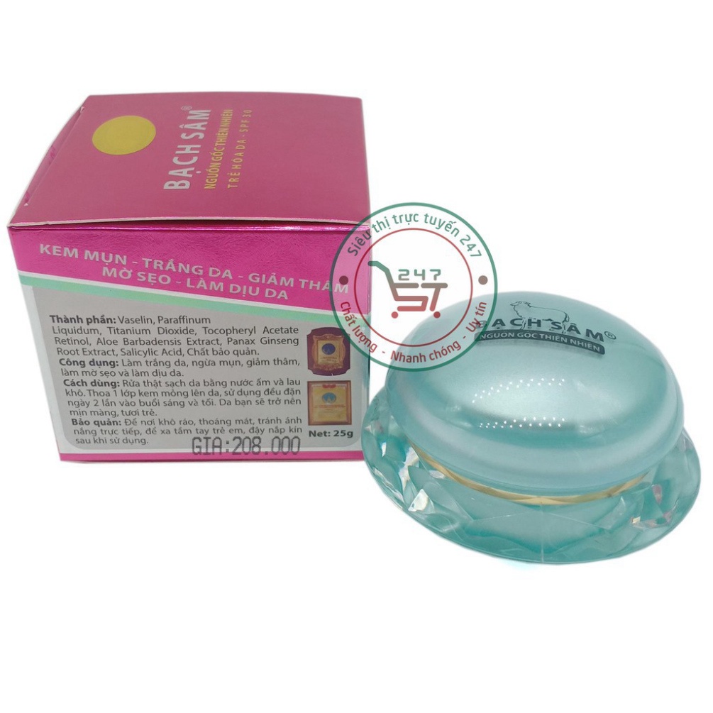 Kem ngừa mụn dưỡng Trắng da Xóa thâm Liền sẹo Chống dị ứng Bạch sâm K7 25g (Tím Xám)