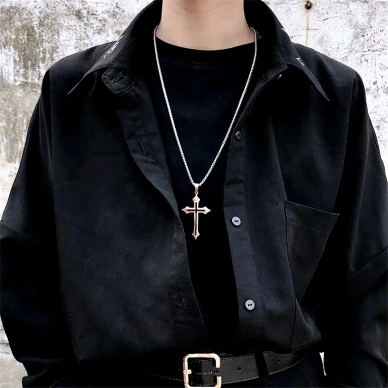 Vòng cổ Bạc Mặt Thánh Giá Phong Cách Gothic Cổ Điển Màu Sắc Cá Tính Dành Cho Nam Nữ