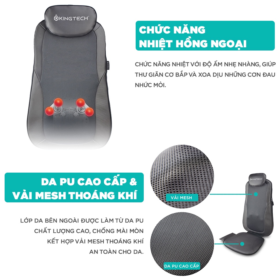 Mô tả Đệm Massage KINGTECH KC-500S - Mát Xa Lưng 3D Chuyên Sâu Dùng Trên Ghế, Kết Hợp Tính Năng Nhiệt Hồng Ngoại - Chính Hãng - 7