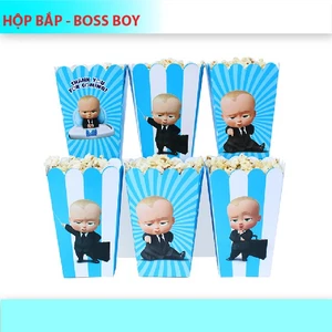 Hộp đựng bắp + tem cắm chủ đề bé trai SET 6 cái