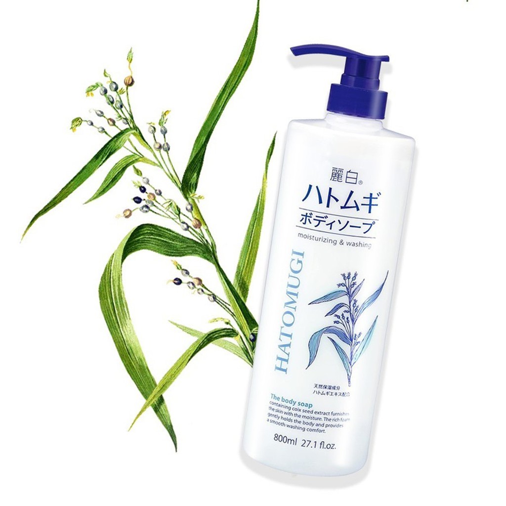 Ảnh Sữa Tắm Sáng Da, Giảm mụn, Trẻ Hóa Da Reihaku Hatomugi Moisturizing & Washing The Body Soap 800ml 1