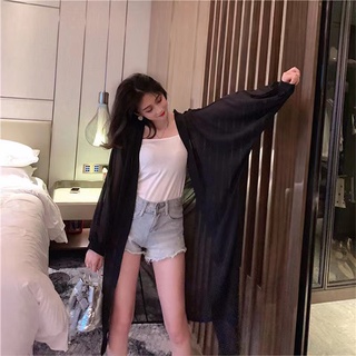 Phong Cách Hàn Quốc Nữ Voan Retro Boho Trơn Hippie Mùa Hè Cardigan Kimono Hàng Có Sẵn Mới