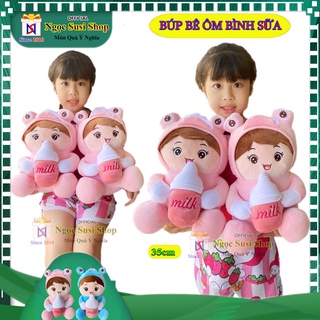 [HÀNG ĐỘC] GẤU BÔNG BÚP BÊ EM BÉ ÔM BÌNH SỮA SIÊU TO ÔM NGỦ - BÉ ẾCH ÔM BÌNH SỮA