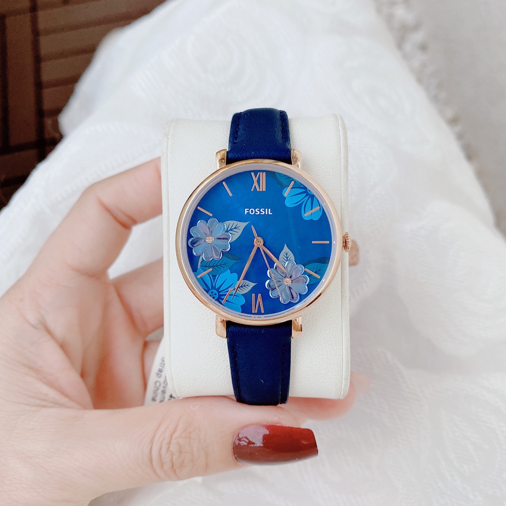 Đồng hồ Nữ Fossil ES4673 Jacqueline dây da xanh navy | Shopee Việt Nam