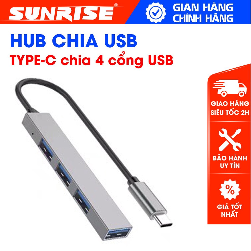 Hub USB Type-c sang 3 cổng USB 2.0 và 1 cổng USB 3.0, Bộ chia cổng dùng ...