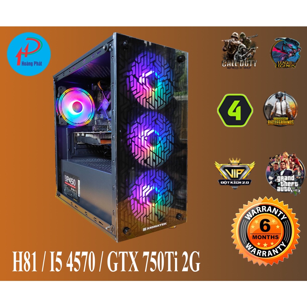 Bộ máy tính Gaming Intel Core I5 4570 / Ram 8Gb / VGA GTX 750Ti 