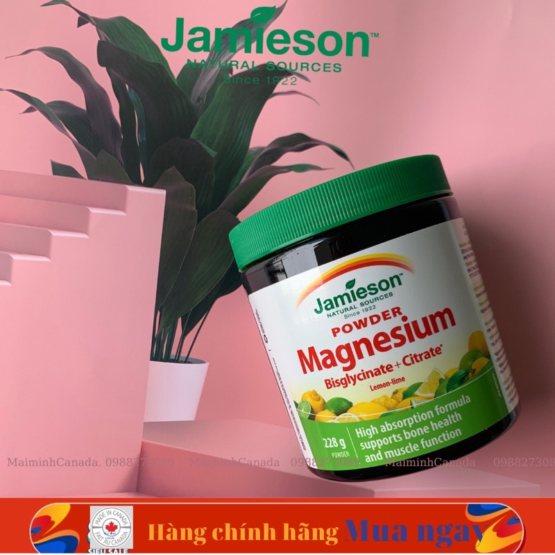 (Bill Canada) Bột Magnesium Bisglycinate et citrate 228mg Jamieson