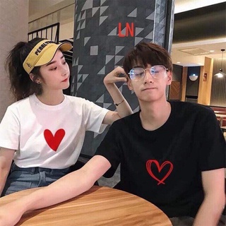 Áo cặp nam nữ, áo thun đôi in hình trái tim nhỏ xinh dễ thương-PINK