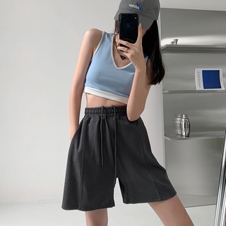 Quần ngắn ống rộng co giãn eo cao màu trơn dành cho nữ – Quần short dáng rộng thường ngày mùa hè vừa vặn 5 "