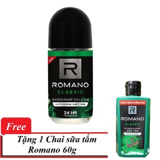 Mua 1 tặng 1 - Lăn khử mùi nam Romano kháng khuẩn & khô thoáng cả ngày 50ml tặng 1 Sữa tắm 60g