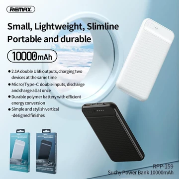 Sạc dự phòng Remax 10.000mAh RPP159/ Sạc dự phòng du lịch Remax RPP-159 có đèn báo dung lượng tích hợp 2 cổng sạc usb