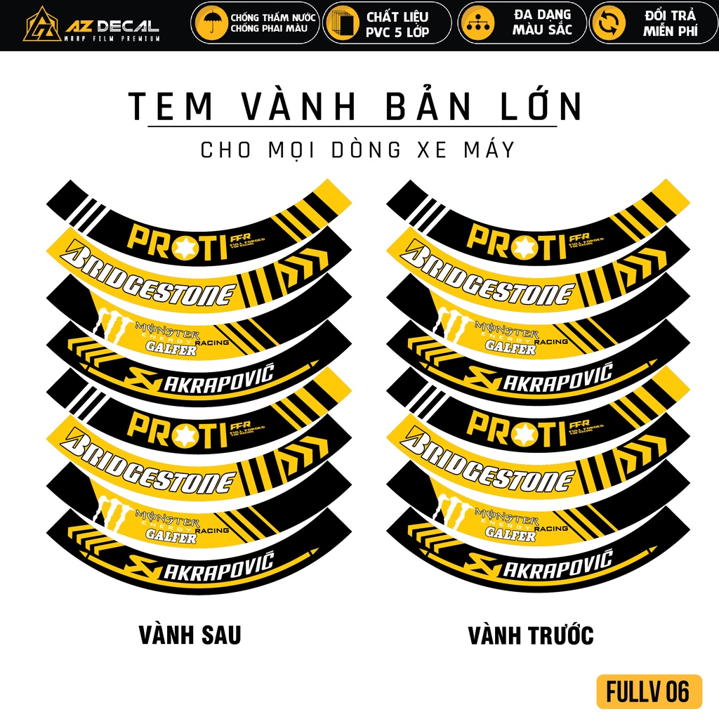 Tem Dán Vành Xe Máy Chủ Đề Proti Ffr Fullv06 Decal Dán Mâm Xe Niềng