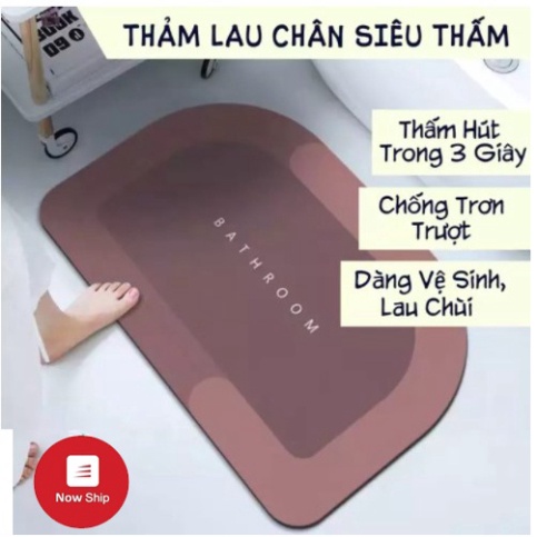 Thảm lau chân nhà tắm ✨Hàn Quốc✨ chống trượt, chùi chân thấm nước cho nhà tắm đế silicon
