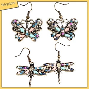Bông tai thiết kế họa tiết bướm/chuồn chuồn phong cách bohemian sành điệu