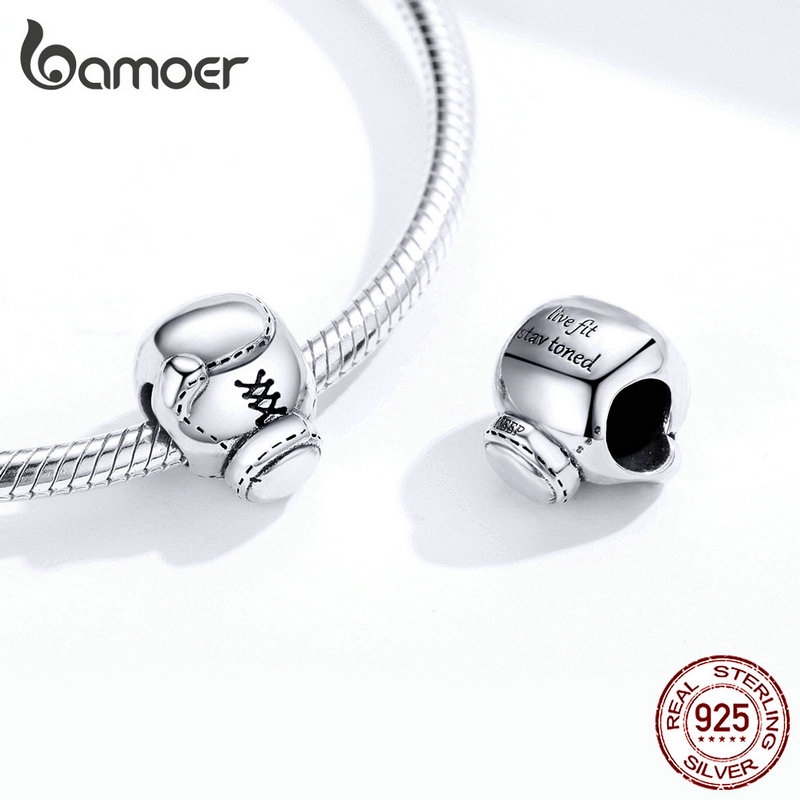 Hạt charm Bamoer bằng bạc 925 hình găng đấm bốc phong cách Châu Âu cá tính