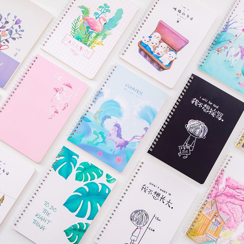 Sổ ghi chép lò xo A5 120 trang dễ thương viết vẽ cá nhân DIY Bullet Journal, Planner