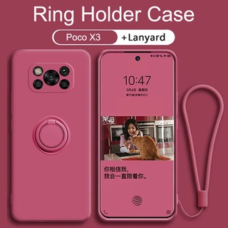 Ốp Điện Thoại Silicon Dẻo Kèm Giá Đỡ Nhẫn Từ Tính Chống Sốc Cho Xiaomi Poco X3 M3 F2 Pro NFC