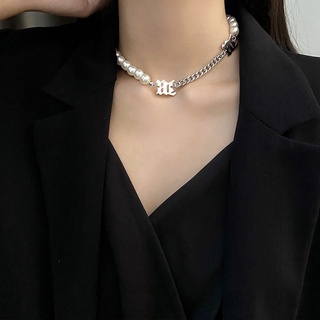 Dây chuyền ngọc trai nhân tạo nam nữ mix chain Broobelt vòng cổ đôi ngọc phối xích titan mạ bạc 925