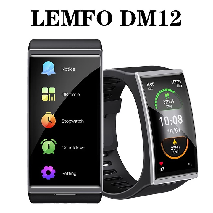 Đồng hồ thông minh LEMFO DM12 1.9 Inch 170 * 320 Màn hình Đồng hồ thông minh Nam IP68 Bluetooth chống nước 5.0 Thể thao Nhịp tim Huyết áp Android IOS
