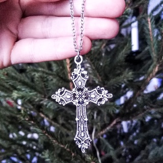 MarsET Thời Trang Vintage Baroque Cho Cross Punk Mặt Dây Chuyền Vòng Cổ Nam Nữ Dây Xích Dài