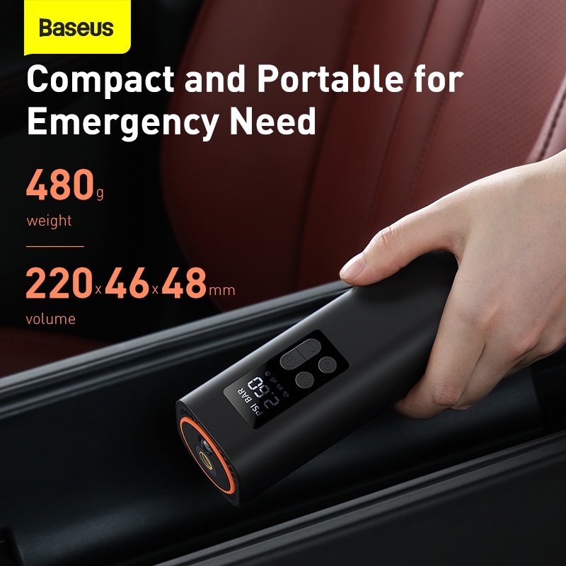 Baseus Máy Bơm mini dc 12v Áp Suất 150psi Có Màn Hình Kỹ Thuật Số