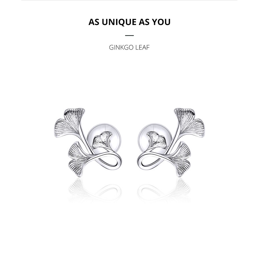Bamoer Bông Tai bạc 925 Hình Chiếc Lá Sang Trọng Cho Nữ bse328