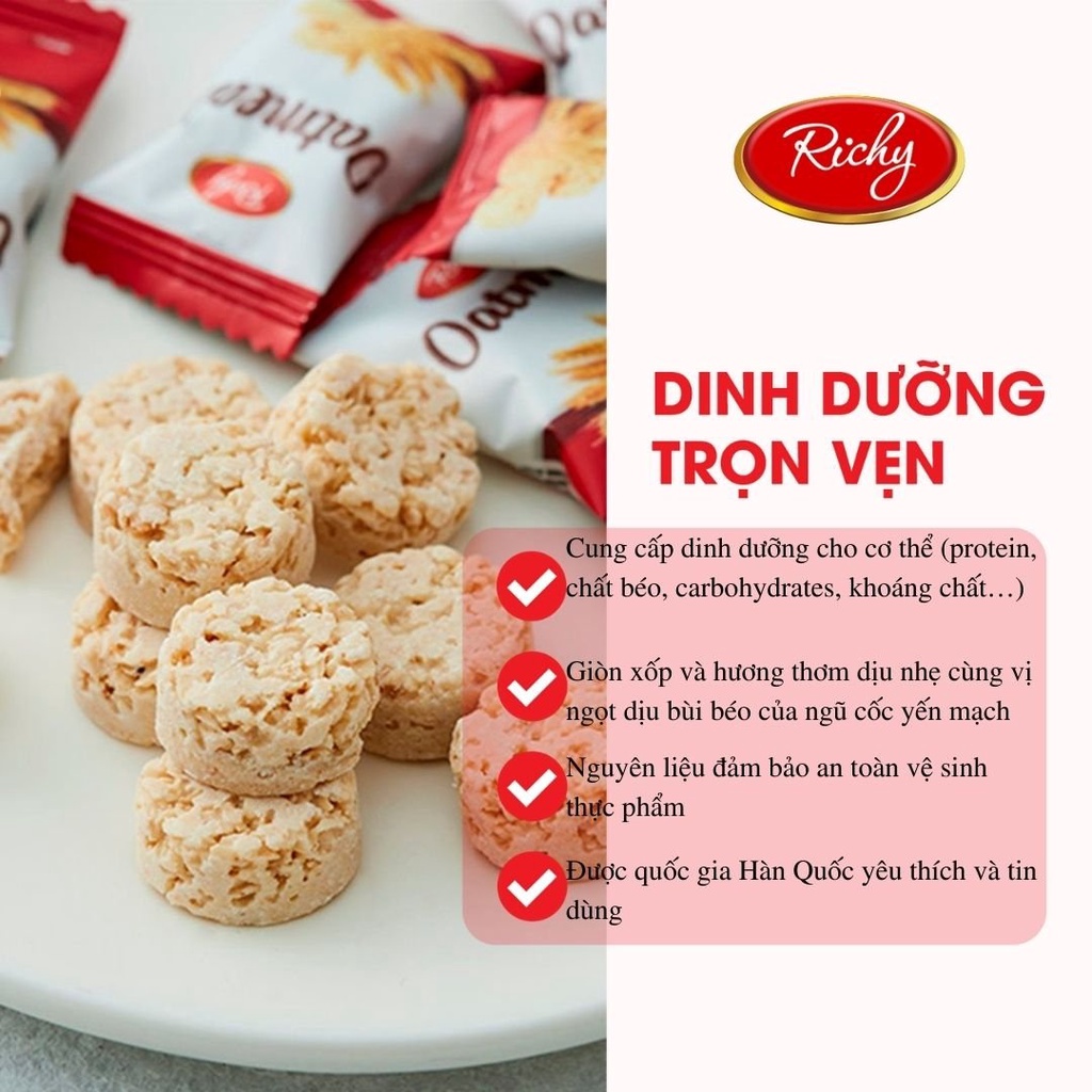 [MUA 3 TẶNG 1 QUAT]   Combo 3 Bánh Yến Mạch Oatmeal Richy 2 Vị, Sữa, Phô Mai Túi 220g-250g