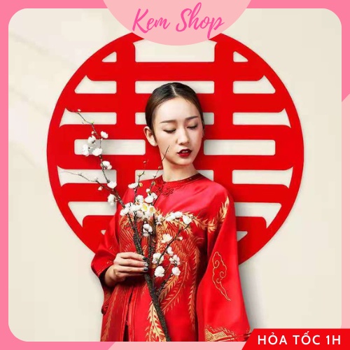 Chữ hỷ đám cưới truyền thống vải nỉ bền đẹp cao cấp trang trí đám cưới, phòng cưới - Kem Shop K217