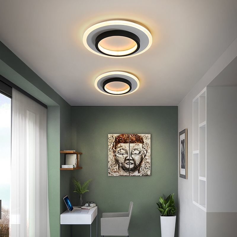 Đèn trần vuông hiện đại, đèn chùm vàng LED, phòng ngủ hành lang phòng khách đèn treo trang trí